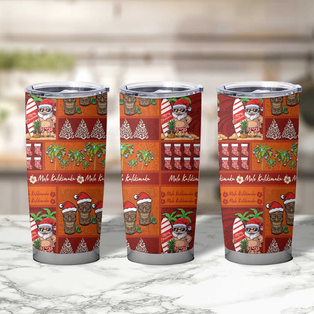 Hawaiian Christmas Tumbler Cup - Mele Kalikimaka Island Holiday Vibes - Red Orange LT03 - Polynesian Pride