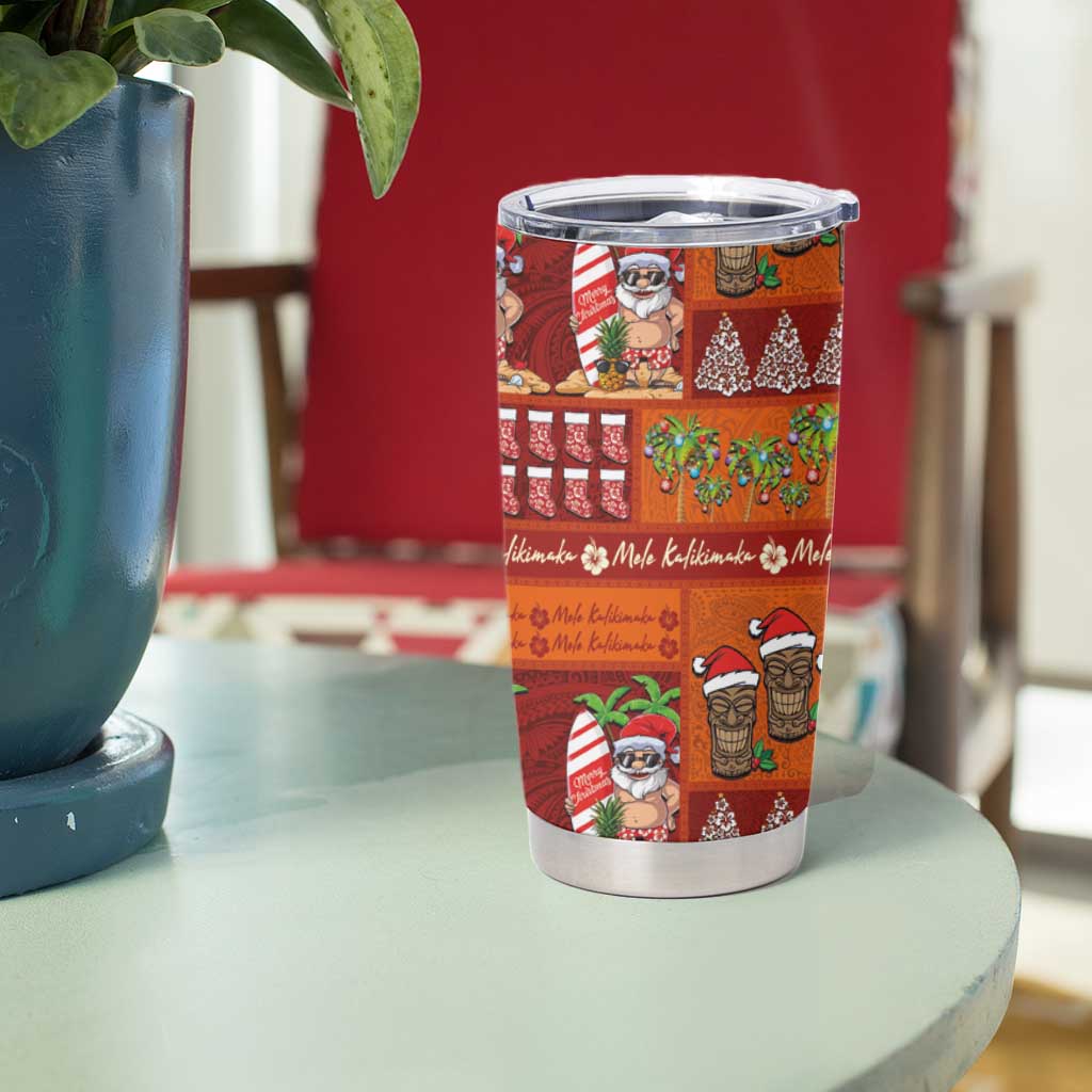 Hawaiian Christmas Tumbler Cup - Mele Kalikimaka Island Holiday Vibes - Red Orange LT03 - Polynesian Pride