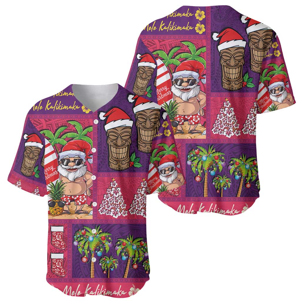 Hawaiian Christmas Baseball Jersey - Mele Kalikimaka Island Holiday Vibes - Pink Purple LT03 - Polynesian Pride