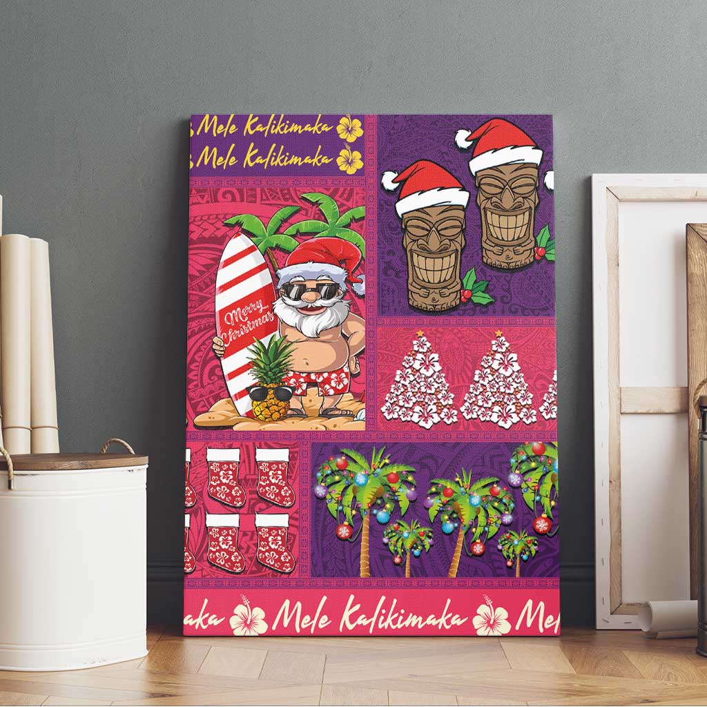Hawaiian Christmas Canvas Wall Art - Mele Kalikimaka Island Holiday Vibes - Pink Purple LT03 - Polynesian Pride