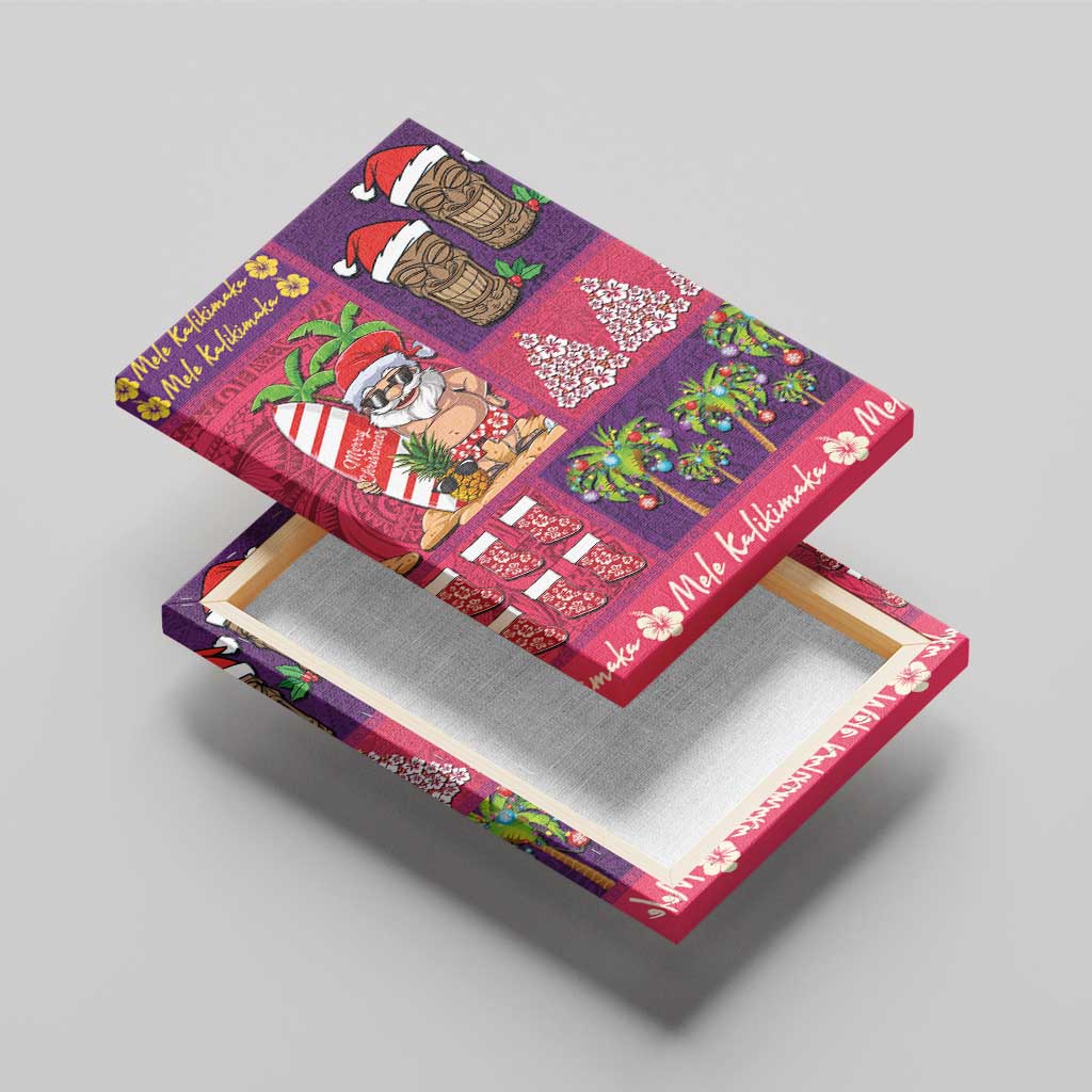 Hawaiian Christmas Canvas Wall Art - Mele Kalikimaka Island Holiday Vibes - Pink Purple LT03 - Polynesian Pride