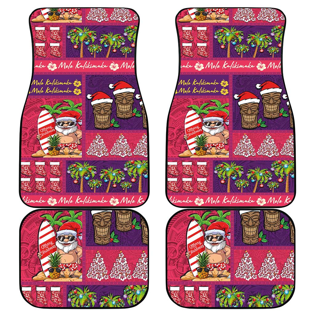Hawaiian Christmas Car Mats - Mele Kalikimaka Island Holiday Vibes - Pink Purple LT03 - Polynesian Pride