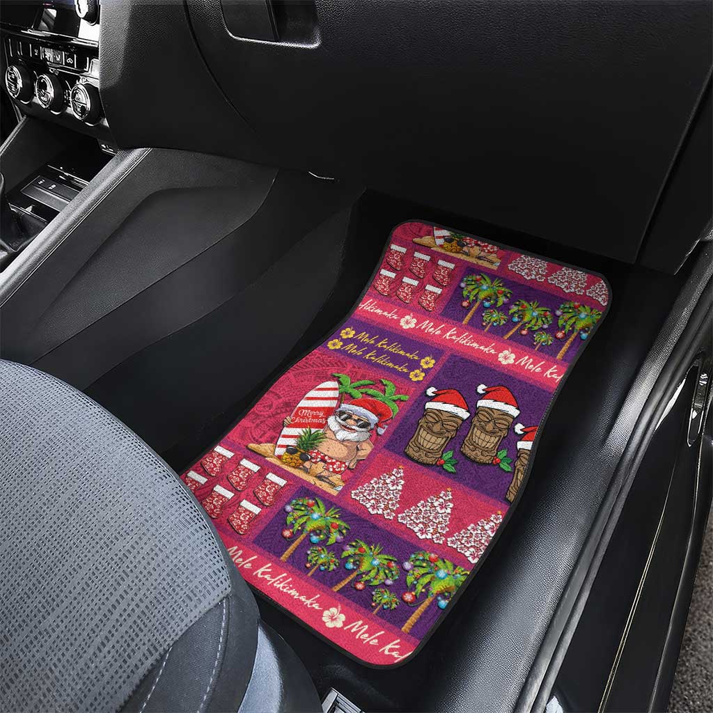 Hawaiian Christmas Car Mats - Mele Kalikimaka Island Holiday Vibes - Pink Purple LT03 - Polynesian Pride