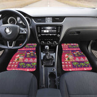 Hawaiian Christmas Car Mats - Mele Kalikimaka Island Holiday Vibes - Pink Purple LT03 Set 2pcs - Front Pink - Purple - Polynesian Pride