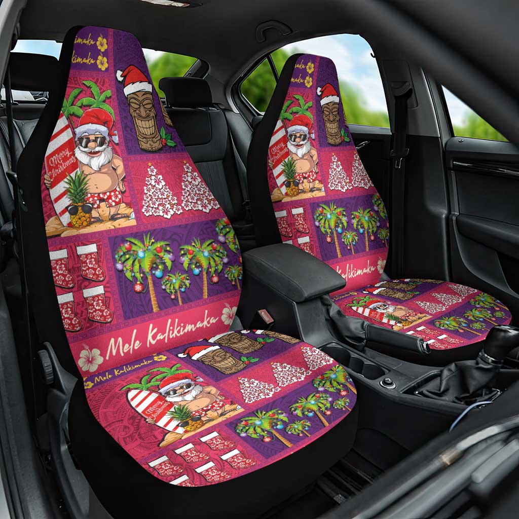 Hawaiian Christmas Car Seat Cover - Mele Kalikimaka Island Holiday Vibes - Pink Purple LT03 One Size Pink - Purple - Polynesian Pride