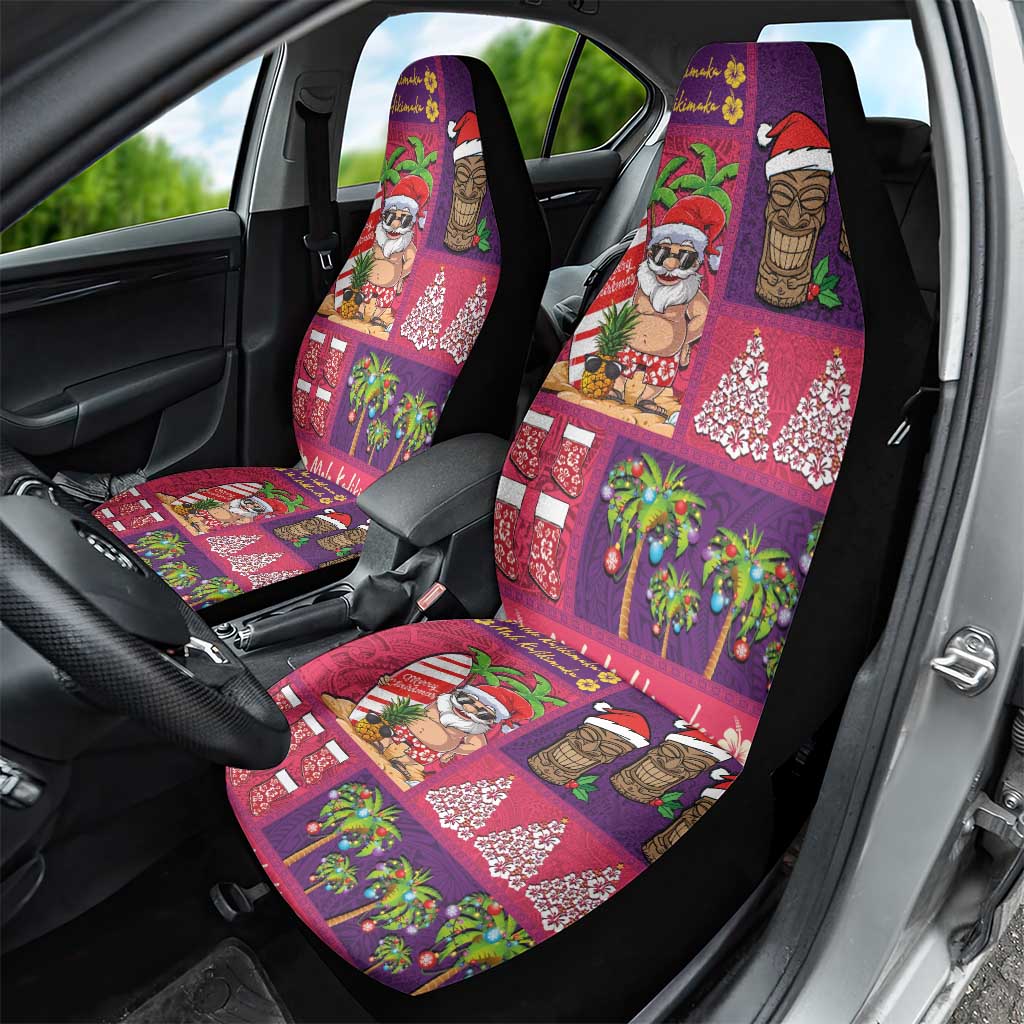 Hawaiian Christmas Car Seat Cover - Mele Kalikimaka Island Holiday Vibes - Pink Purple LT03 - Polynesian Pride
