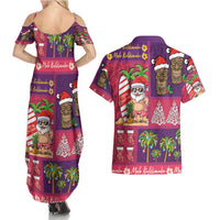 Hawaiian Christmas Couples Matching Summer Maxi Dress and Hawaiian Shirt - Mele Kalikimaka Island Holiday Vibes - Pink Purple LT03 - Polynesian Pride