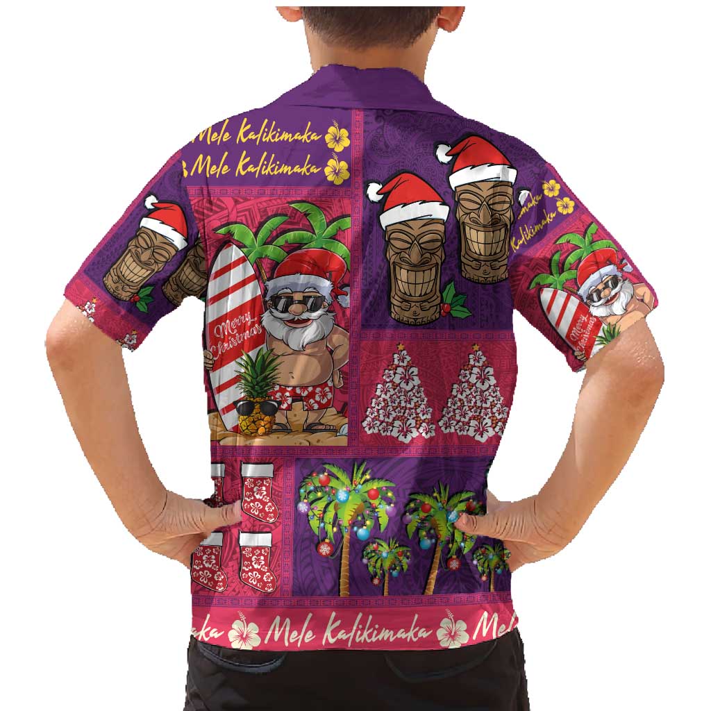 Hawaiian Christmas Family Matching Mermaid Dress and Hawaiian Shirt - Mele Kalikimaka Island Holiday Vibes - Pink Purple LT03 - Polynesian Pride