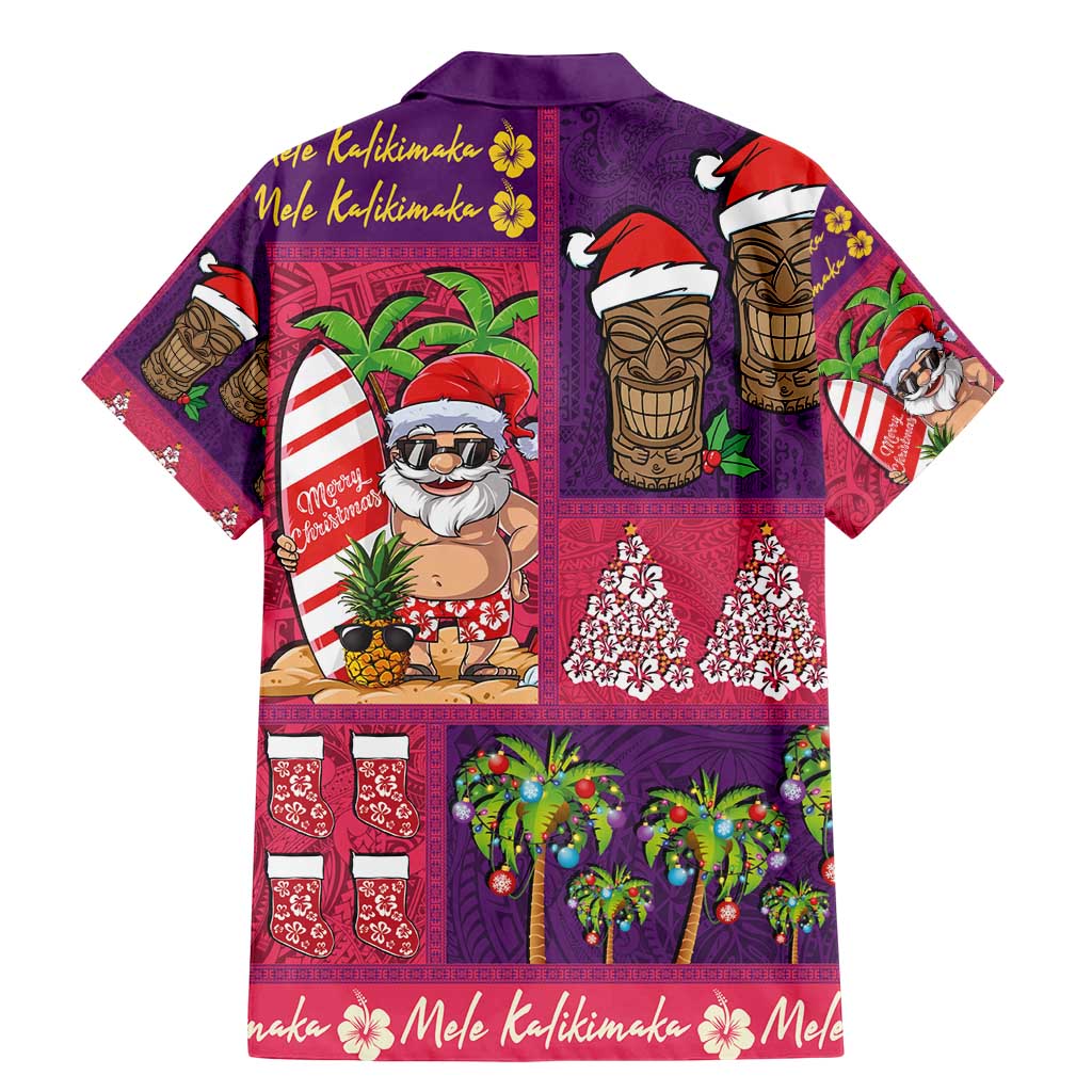 Hawaiian Christmas Family Matching Mermaid Dress and Hawaiian Shirt - Mele Kalikimaka Island Holiday Vibes - Pink Purple LT03 - Polynesian Pride