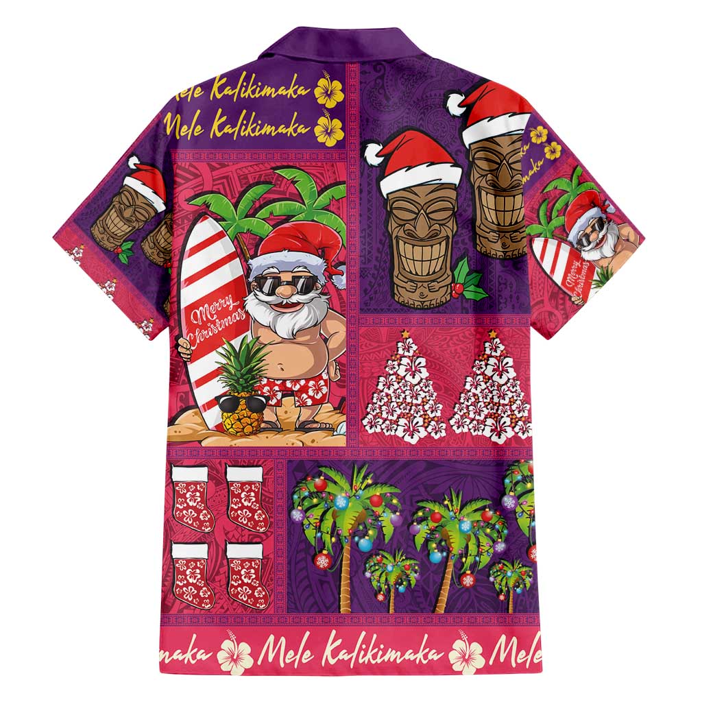 Hawaiian Christmas Family Matching Off Shoulder Maxi Dress and Hawaiian Shirt - Mele Kalikimaka Island Holiday Vibes - Pink Purple LT03 - Polynesian Pride