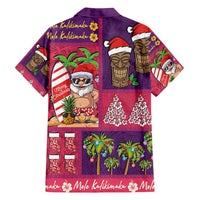Hawaiian Christmas Family Matching Off Shoulder Maxi Dress and Hawaiian Shirt - Mele Kalikimaka Island Holiday Vibes - Pink Purple LT03 - Polynesian Pride