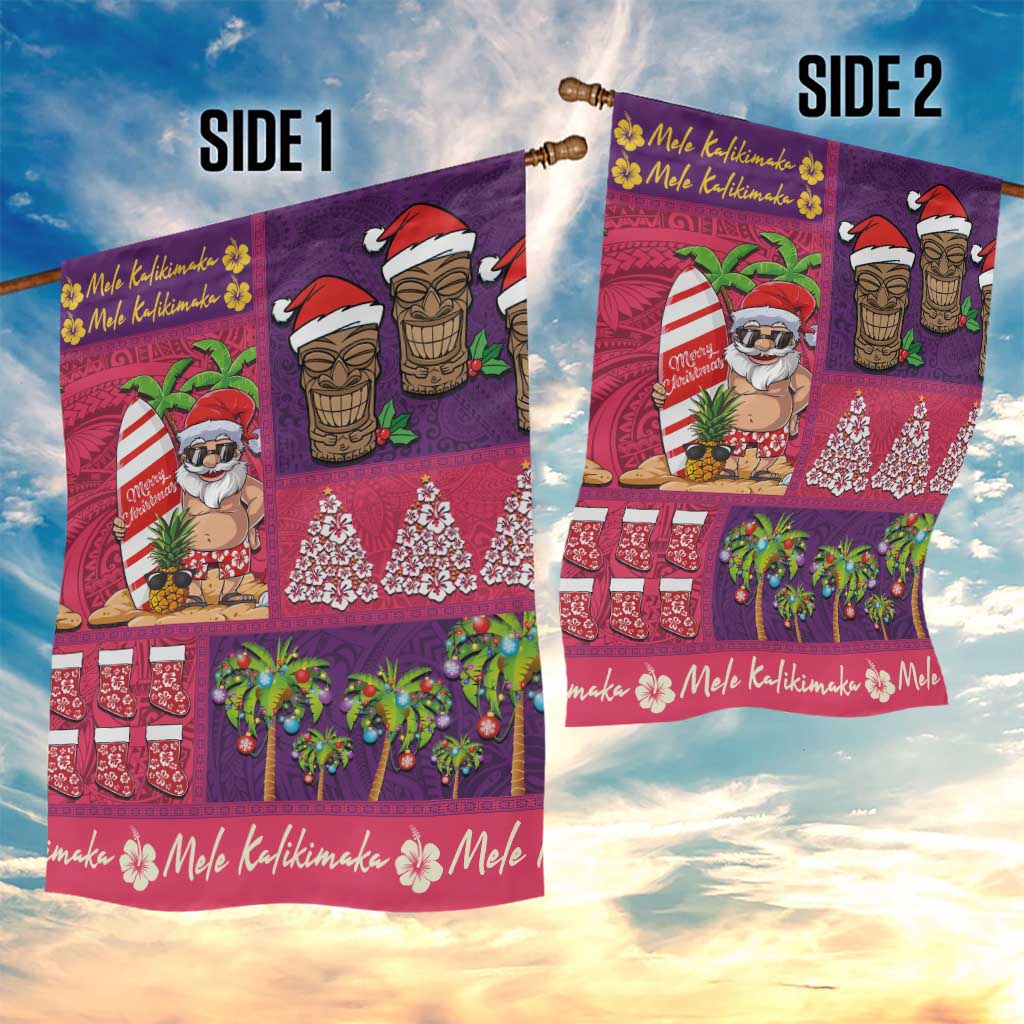 Hawaiian Christmas Garden Flag - Mele Kalikimaka Island Holiday Vibes - Pink Purple LT03 - Polynesian Pride