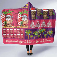 Hawaiian Christmas Hooded Blanket - Mele Kalikimaka Island Holiday Vibes - Pink Purple LT03 One Size Pink - Purple - Polynesian Pride