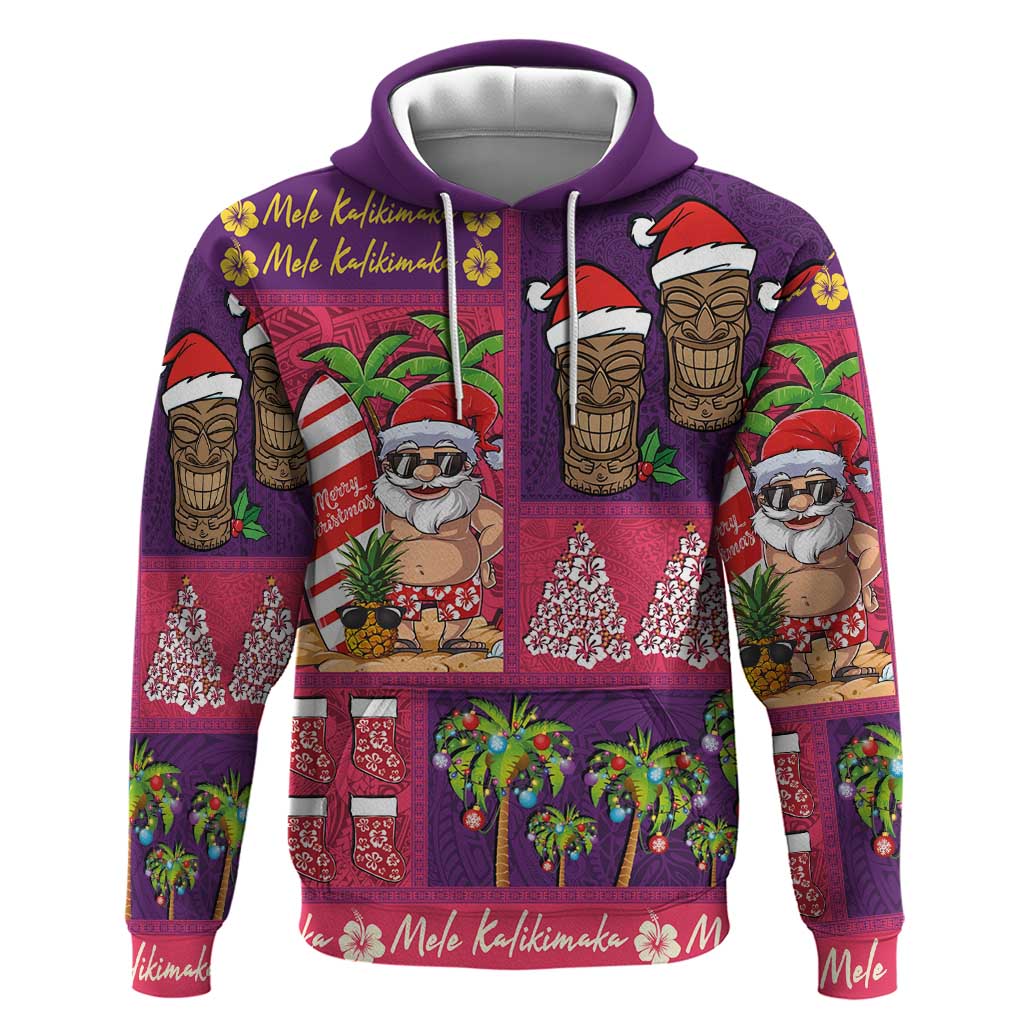 Hawaiian Christmas Hoodie - Mele Kalikimaka Island Holiday Vibes - Pink Purple LT03 Pullover Hoodie Pink - Purple - Polynesian Pride
