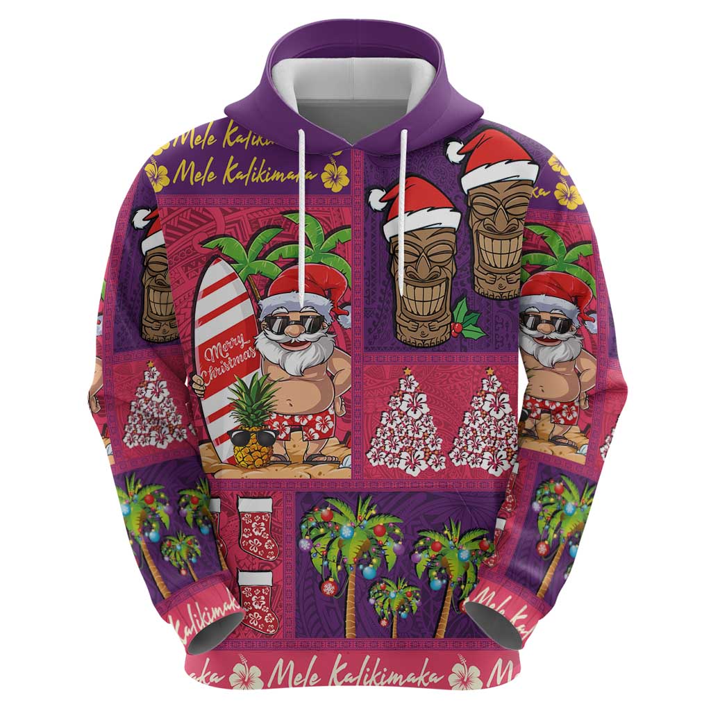 Hawaiian Christmas Hoodie - Mele Kalikimaka Island Holiday Vibes - Pink Purple LT03 - Polynesian Pride