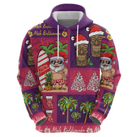 Hawaiian Christmas Hoodie - Mele Kalikimaka Island Holiday Vibes - Pink Purple LT03 - Polynesian Pride