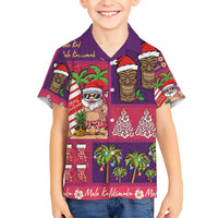 Hawaiian Christmas Kid Hawaiian Shirt - Mele Kalikimaka Island Holiday Vibes - Pink Purple LT03 Kid Pink - Purple - Polynesian Pride