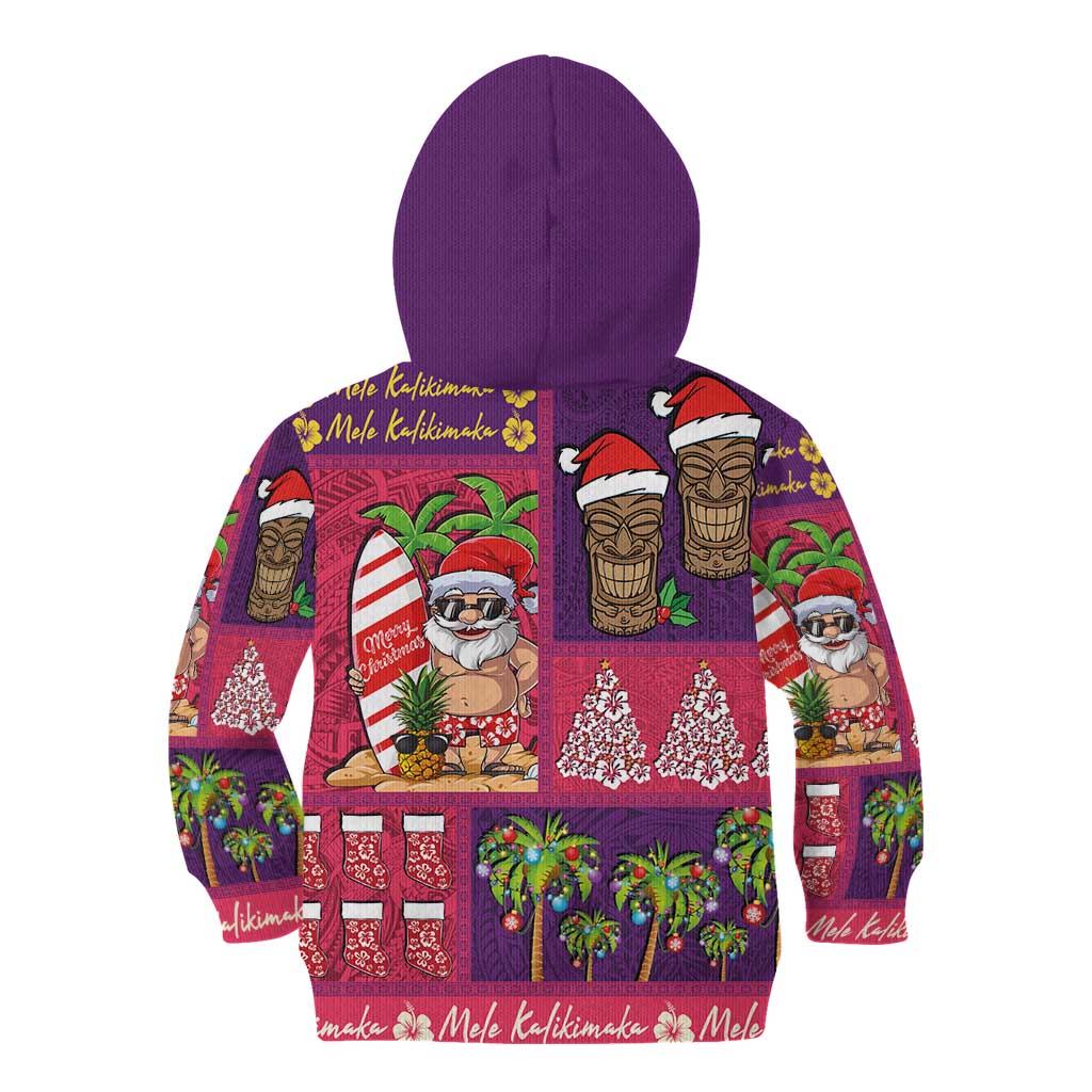 Hawaiian Christmas Kid Hoodie - Mele Kalikimaka Island Holiday Vibes - Pink Purple LT03 - Polynesian Pride