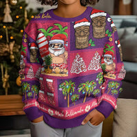 Hawaiian Christmas Kid Ugly Christmas Sweater - Mele Kalikimaka Island Holiday Vibes - Pink Purple LT03 - Polynesian Pride