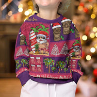 Hawaiian Christmas Kid Ugly Christmas Sweater - Mele Kalikimaka Island Holiday Vibes - Pink Purple LT03 - Polynesian Pride
