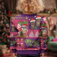 Hawaiian Christmas Kid Ugly Christmas Sweater - Mele Kalikimaka Island Holiday Vibes - Pink Purple LT03 - Polynesian Pride