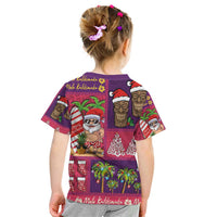 Hawaiian Christmas Kid T Shirt - Mele Kalikimaka Island Holiday Vibes - Pink Purple LT03 - Polynesian Pride