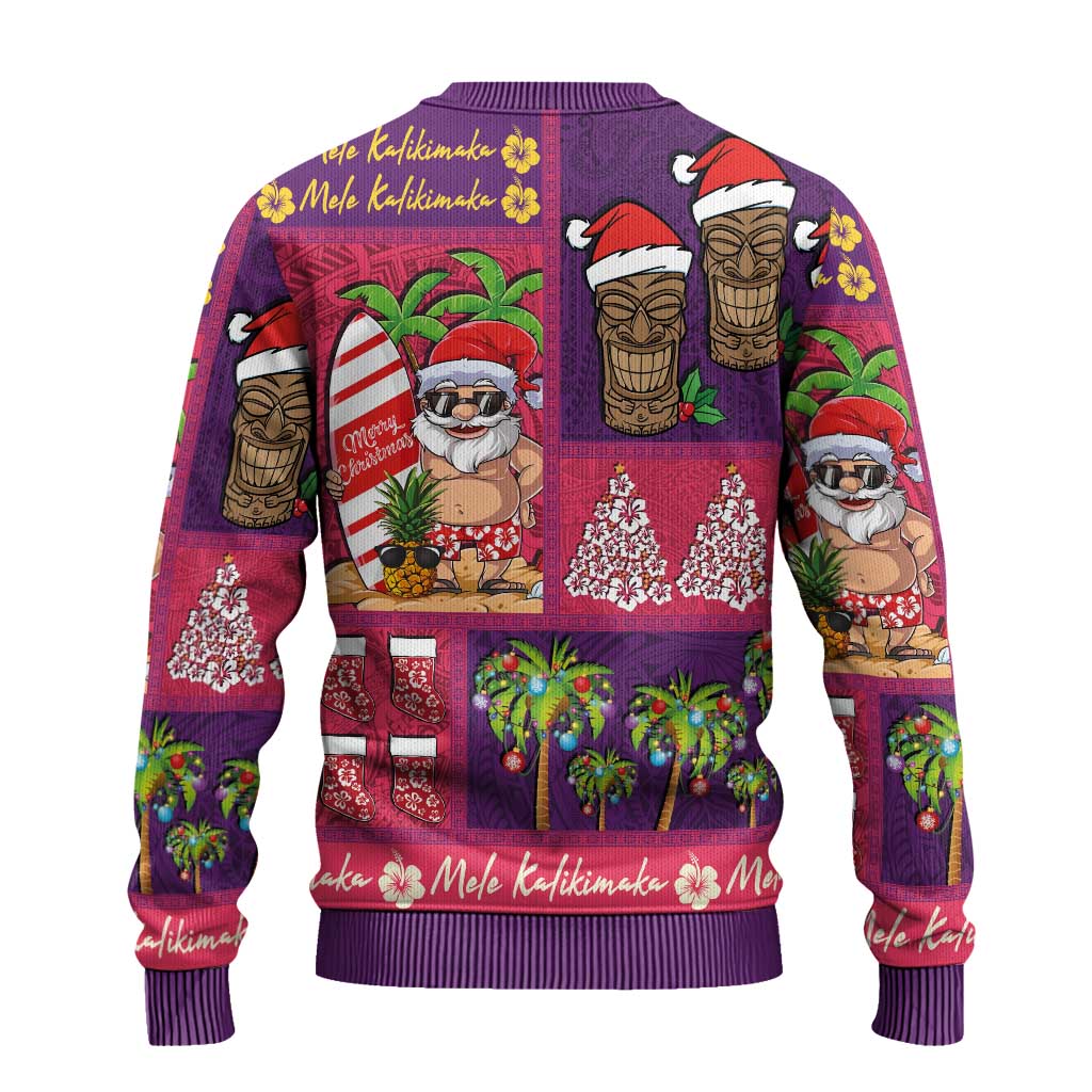 Hawaiian Christmas Ugly Christmas Sweater - Mele Kalikimaka Island Holiday Vibes - Pink Purple LT03 - Polynesian Pride