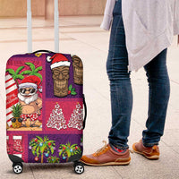 Hawaiian Christmas Luggage Cover - Mele Kalikimaka Island Holiday Vibes - Pink Purple LT03 Pink - Purple - Polynesian Pride