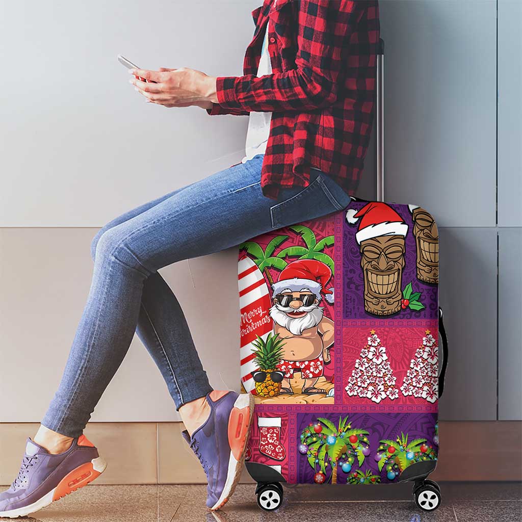 Hawaiian Christmas Luggage Cover - Mele Kalikimaka Island Holiday Vibes - Pink Purple LT03 - Polynesian Pride