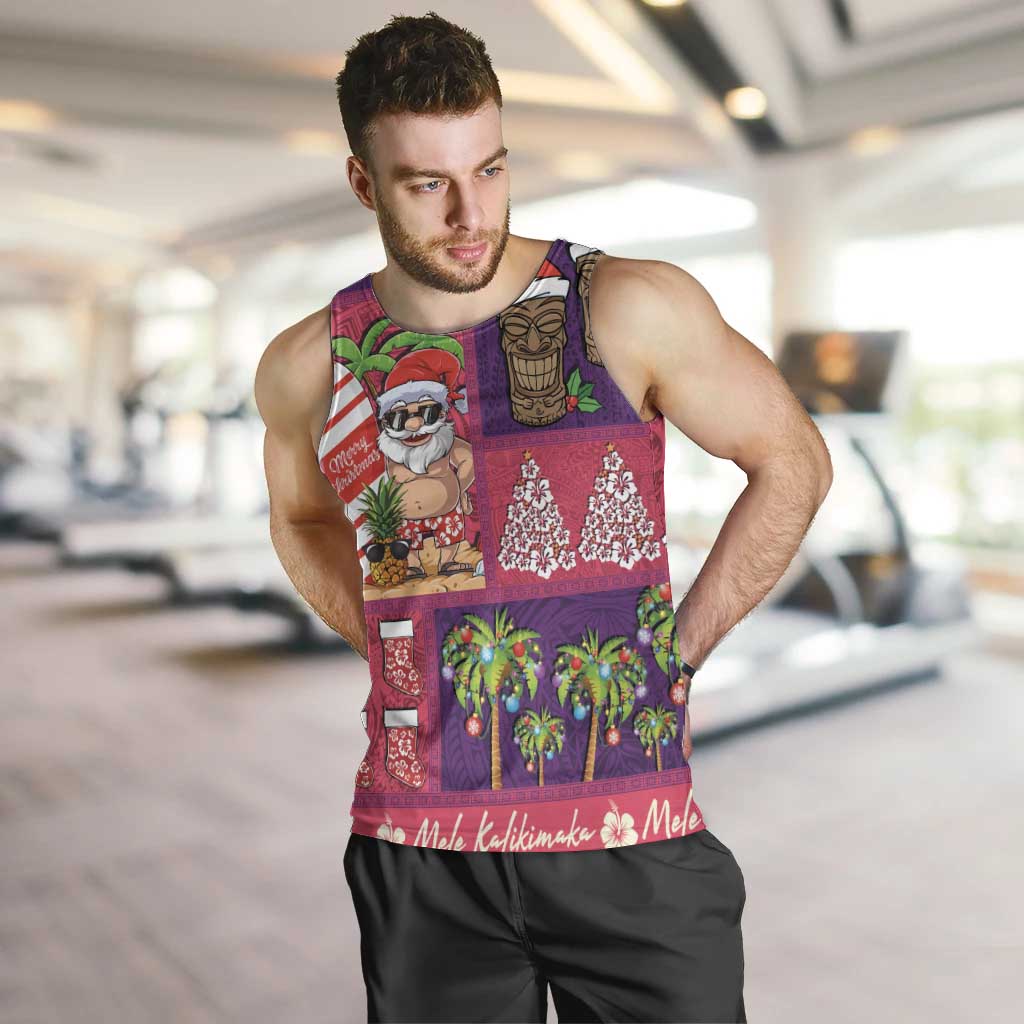 Hawaiian Christmas Men Tank Top - Mele Kalikimaka Island Holiday Vibes - Pink Purple LT03 Pink - Purple - Polynesian Pride