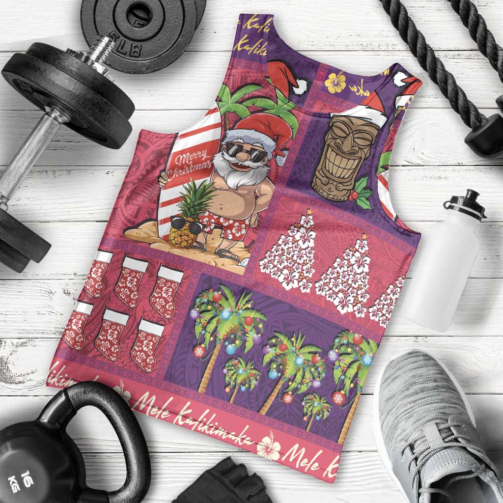 Hawaiian Christmas Men Tank Top - Mele Kalikimaka Island Holiday Vibes - Pink Purple LT03 - Polynesian Pride
