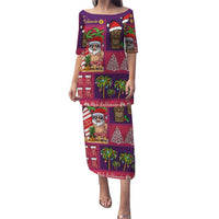 Hawaiian Christmas Puletasi - Mele Kalikimaka Island Holiday Vibes - Pink Purple LT03 Long Dress Pink - Purple - Polynesian Pride