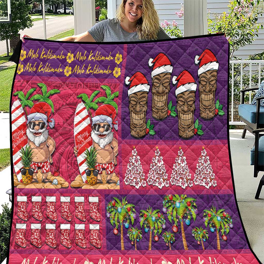 Hawaiian Christmas Quilt - Mele Kalikimaka Island Holiday Vibes - Pink Purple LT03 Pink - Purple - Polynesian Pride
