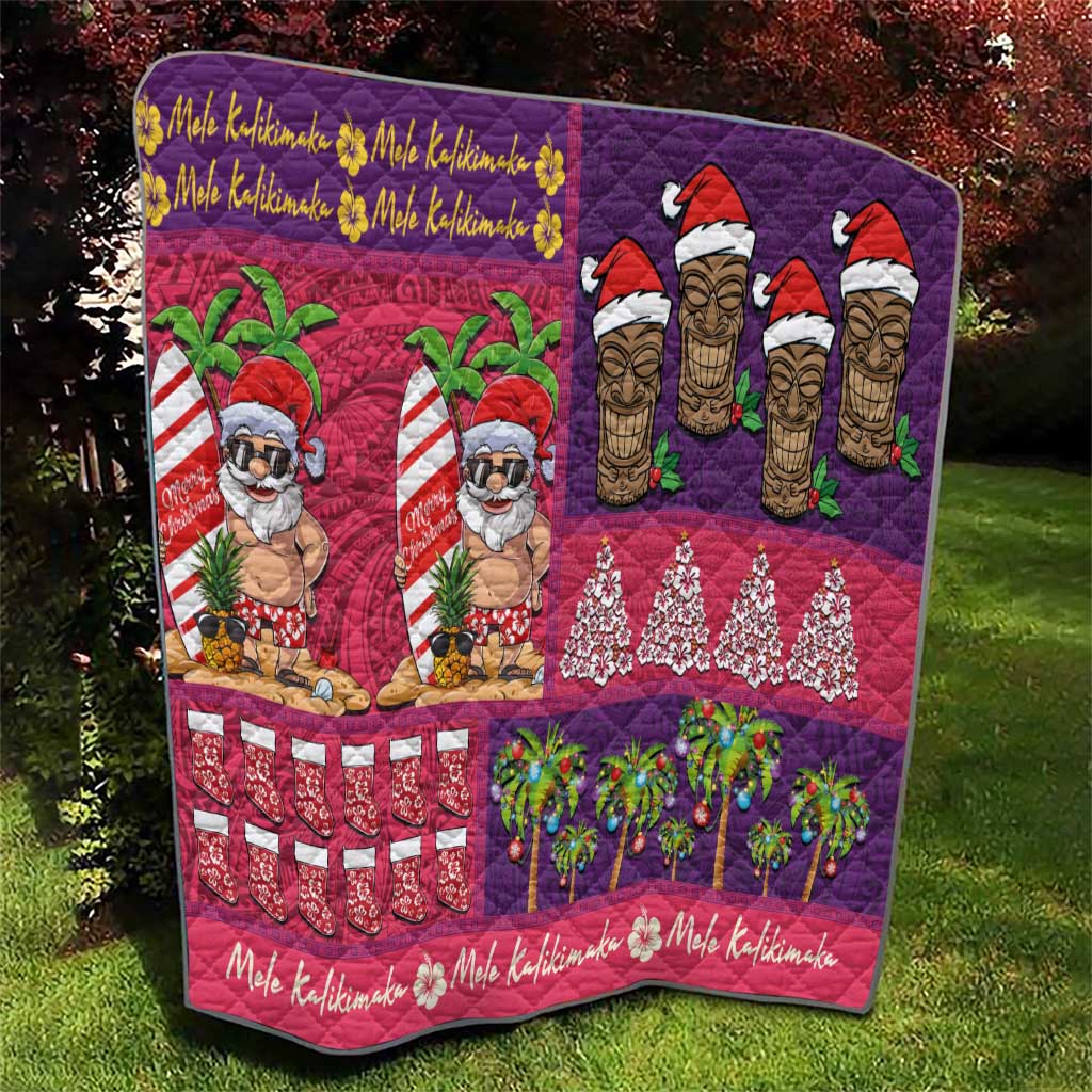 Hawaiian Christmas Quilt - Mele Kalikimaka Island Holiday Vibes - Pink Purple LT03 - Polynesian Pride