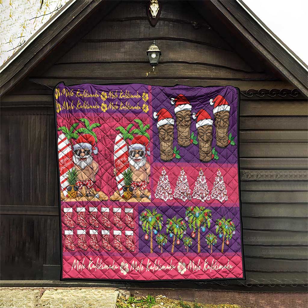 Hawaiian Christmas Quilt - Mele Kalikimaka Island Holiday Vibes - Pink Purple LT03 - Polynesian Pride
