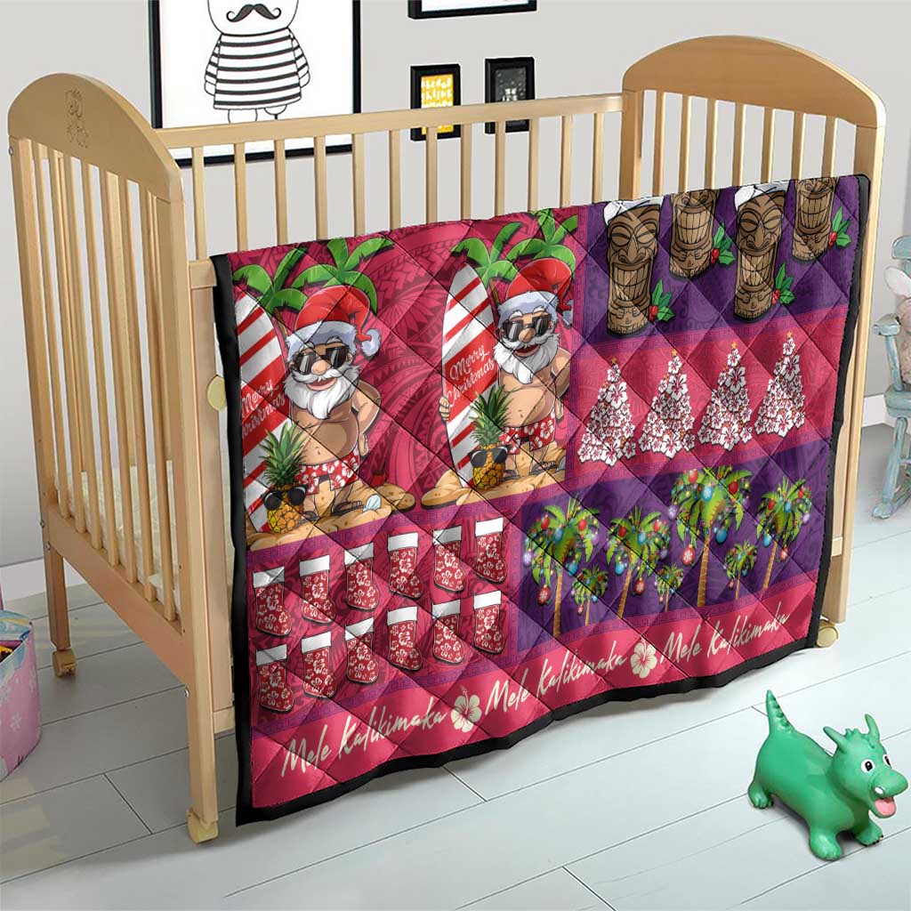 Hawaiian Christmas Quilt - Mele Kalikimaka Island Holiday Vibes - Pink Purple LT03 - Polynesian Pride