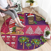 Hawaiian Christmas Round Carpet - Mele Kalikimaka Island Holiday Vibes - Pink Purple LT03 - Polynesian Pride