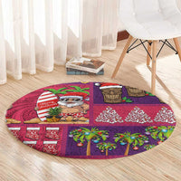 Hawaiian Christmas Round Carpet - Mele Kalikimaka Island Holiday Vibes - Pink Purple LT03 - Polynesian Pride