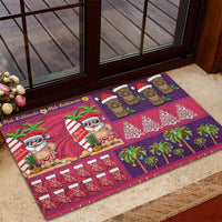 Hawaiian Christmas Rubber Doormat - Mele Kalikimaka Island Holiday Vibes - Pink Purple LT03 - Polynesian Pride