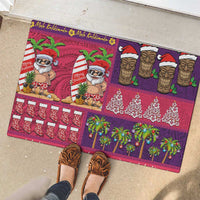Hawaiian Christmas Rubber Doormat - Mele Kalikimaka Island Holiday Vibes - Pink Purple LT03 - Polynesian Pride