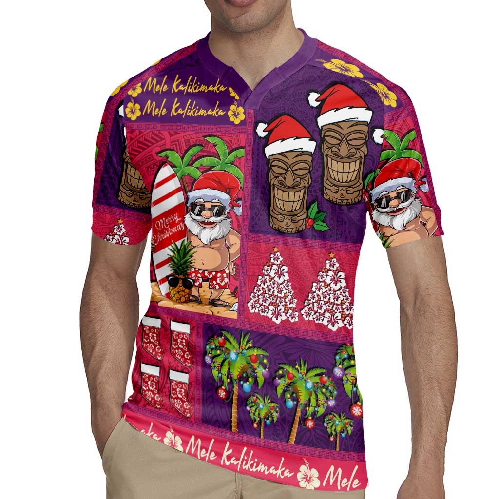 Hawaiian Christmas Rugby Jersey - Mele Kalikimaka Island Holiday Vibes - Pink Purple LT03 - Polynesian Pride