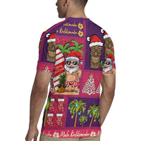 Hawaiian Christmas Rugby Jersey - Mele Kalikimaka Island Holiday Vibes - Pink Purple LT03 - Polynesian Pride