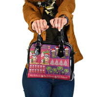 Hawaiian Christmas Shoulder Handbag - Mele Kalikimaka Island Holiday Vibes - Pink Purple LT03 One Size Pink - Purple - Polynesian Pride