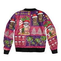 Hawaiian Christmas Sleeve Zip Bomber Jacket - Mele Kalikimaka Island Holiday Vibes - Pink Purple LT03 - Polynesian Pride