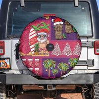 Hawaiian Christmas Spare Tire Cover - Mele Kalikimaka Island Holiday Vibes - Pink Purple LT03 Pink - Purple - Polynesian Pride