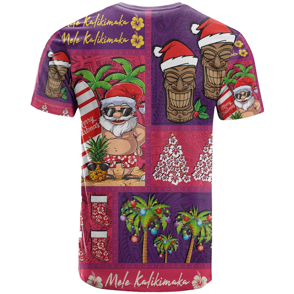 Hawaiian Christmas T Shirt - Mele Kalikimaka Island Holiday Vibes - Pink Purple LT03 - Polynesian Pride