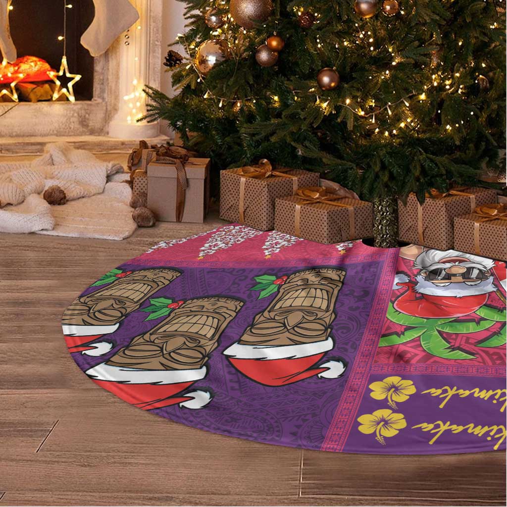 Hawaiian Christmas Tree Skirt - Mele Kalikimaka Island Holiday Vibes - Pink Purple LT03 - Polynesian Pride
