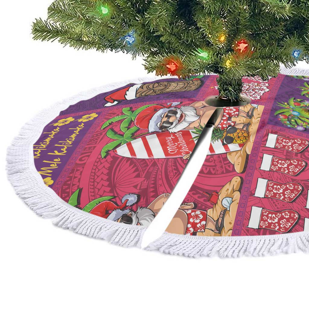Hawaiian Christmas Tree Skirt - Mele Kalikimaka Island Holiday Vibes - Pink Purple LT03 - Polynesian Pride