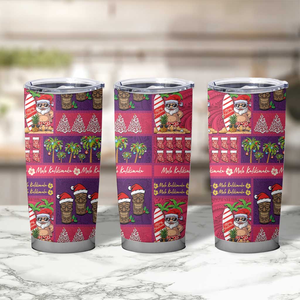 Hawaiian Christmas Tumbler Cup - Mele Kalikimaka Island Holiday Vibes - Pink Purple LT03 - Polynesian Pride