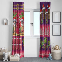 Hawaiian Christmas Window Curtain - Mele Kalikimaka Island Holiday Vibes - Pink Purple LT03 - Polynesian Pride